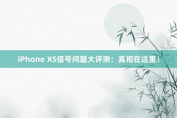 iPhone XS信号问题大评测：真相在这里！