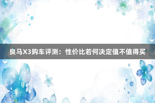 良马X3购车评测：性价比若何决定值不值得买